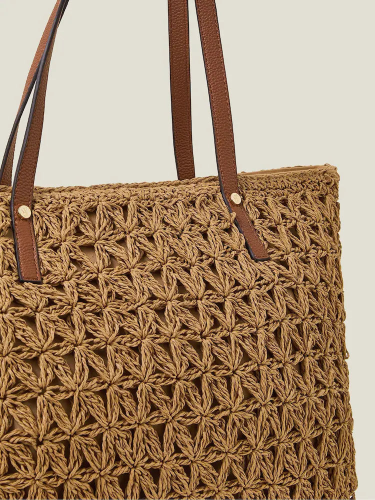 Natural Raffia Boho Tote Bag