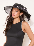 Black Polka Dot Oversized Bow Fascinator Hat