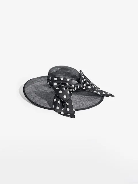 Black Polka Dot Oversized Bow Fascinator Hat