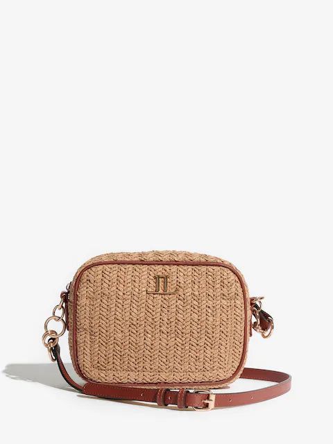Natural Raffia Boxy Crossbody Bag