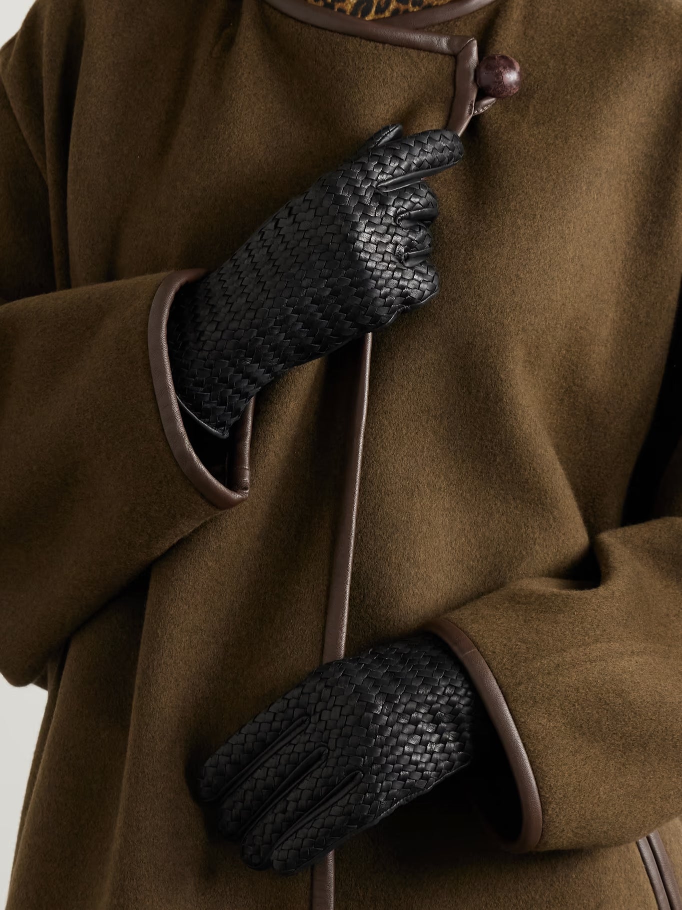 woven leather gloves